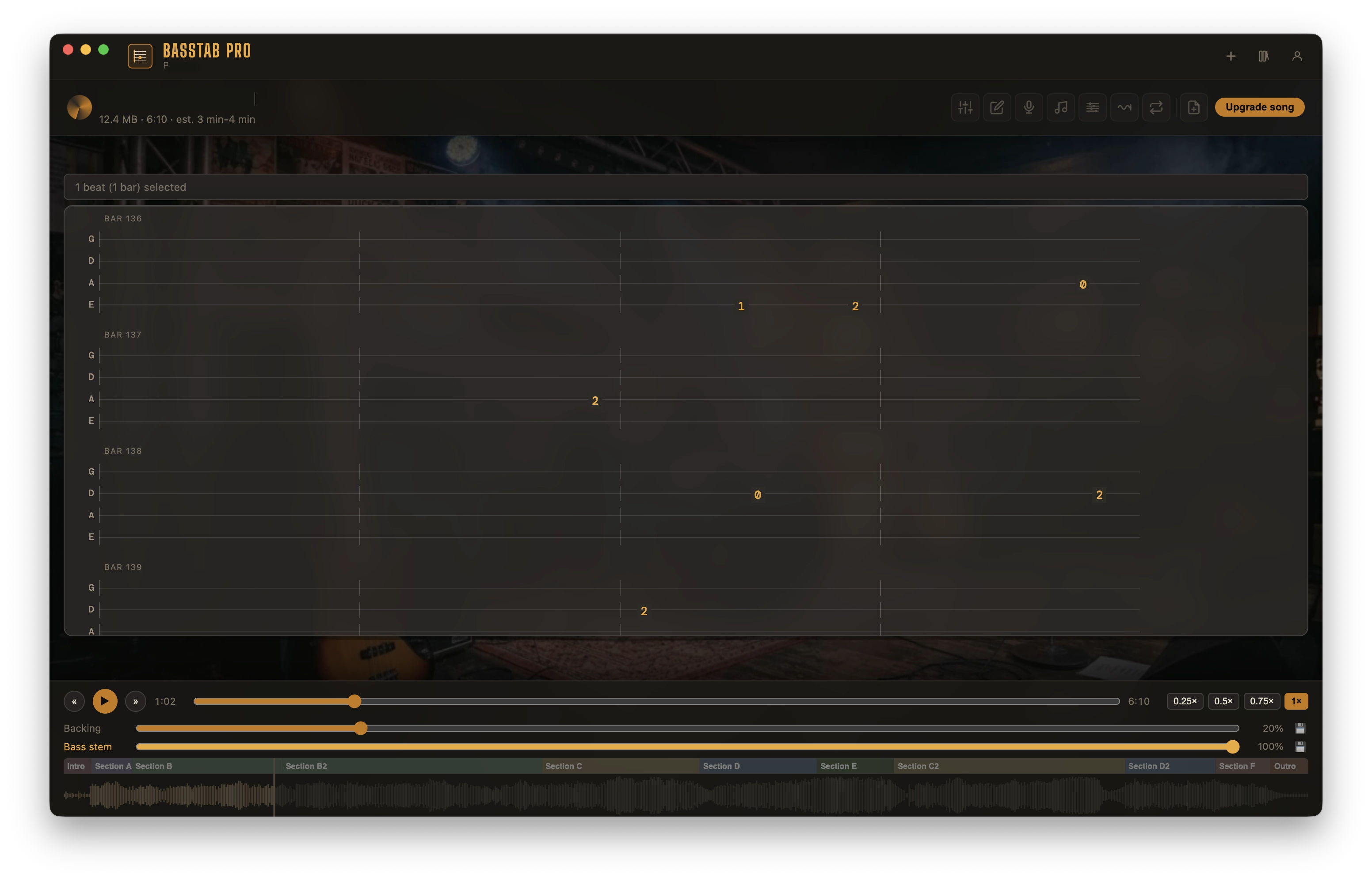 Basstab Pro interface